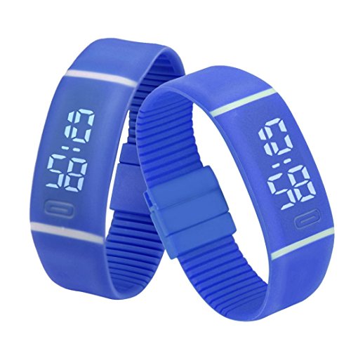 Yesmile Relojes❤️Reloj para Hombre de Goma LED para Mujer Fecha Reloj Deportivo Pulsera Reloj Digital (Azul)
