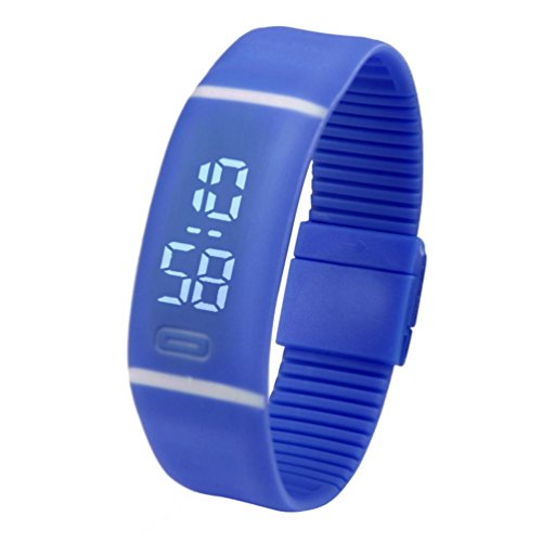 Yesmile Relojes❤️Reloj para Hombre de Goma LED para Mujer Fecha Reloj Deportivo Pulsera Reloj Digital (Azul)