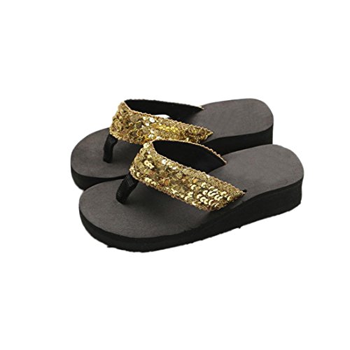 Yesmile Sandalias para Mujer Zapatos Casual de Mujer Sandalias de Verano para Fiesta y Boda Sandalias Antideslizantes de Verano para Mujer Sandalias de Casa Chanclas Interior y Exterior (39, Oro)