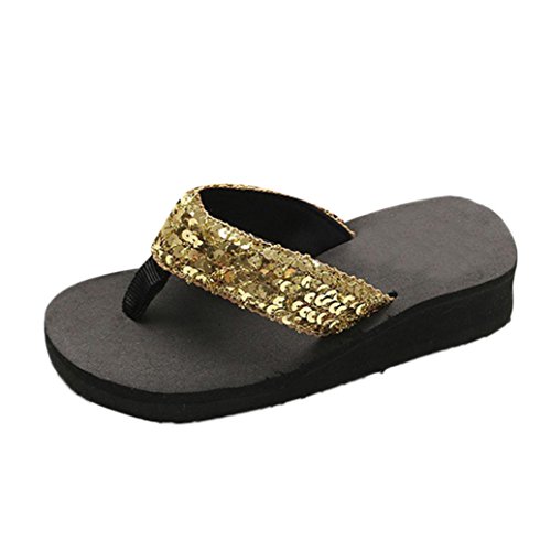 Yesmile Sandalias para Mujer Zapatos Casual de Mujer Sandalias de Verano para Fiesta y Boda Sandalias Antideslizantes de Verano para Mujer Sandalias de Casa Chanclas Interior y Exterior (39, Oro)