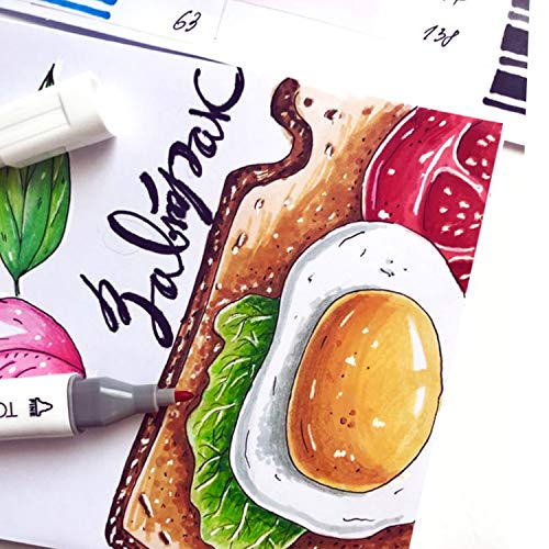 Yetech 80pcs Arte Dibujo Marcadores de Punta Doble Sketch Marker Set Rotuladores permanentes de doble punta con bolsa negra y paquete de regalo.
