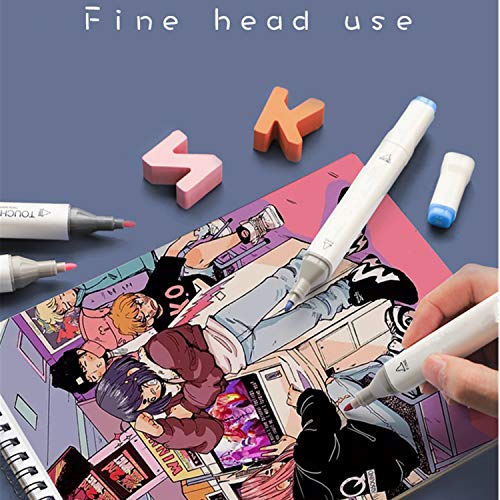 Yetech 80pcs Arte Dibujo Marcadores de Punta Doble Sketch Marker Set Rotuladores permanentes de doble punta con bolsa negra y paquete de regalo.