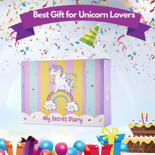 Yetech Set de papelería Unicornio-Cuaderno con Cerradura de Unicornio Regalo de cumpleaños de Navidad para niñas Edades 4 5 6 7 8 9 10 11