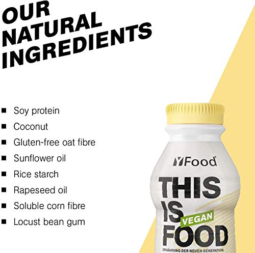 YFood Vegan Vanilla | Comida Lista Para Beber | Sustitutivo de comida | 26 g de proteína, 26 vitaminas y minerales | Bebida proteica a base de plantas | 12 x 500 ml (1 kcal/ml)