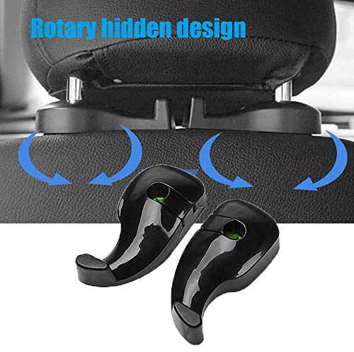 YFSEOS Gancho de Respaldo Para Asiento de Automóvil Creativo Oculto Multifuncional, Gancho de Almacenamiento de Reposacabezas Giratorio de 360 ​​Grados Para Diseño de Cerradura (negro)