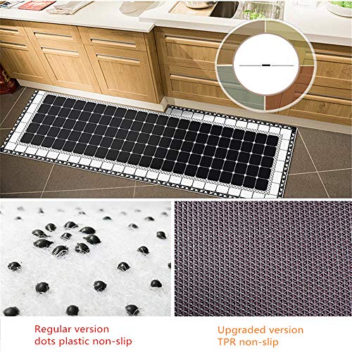 YFYJ Felpudo Alfombra de Puerta Sección Larga Gruesa TPR Alfombra Antideslizante Alfombra Resistente al Agua y al Aceite Alfombra Recortada para Puerta Cocina Geometría Negra Mejorada 500 * 1800mm