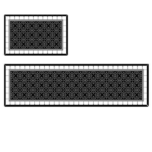YFYJ Felpudo Alfombra de Puerta Sección Larga Gruesa TPR Alfombra Antideslizante Alfombra Resistente al Agua y al Aceite Alfombra Recortada para Puerta Cocina Geometría Negra Mejorada 500 * 1800mm