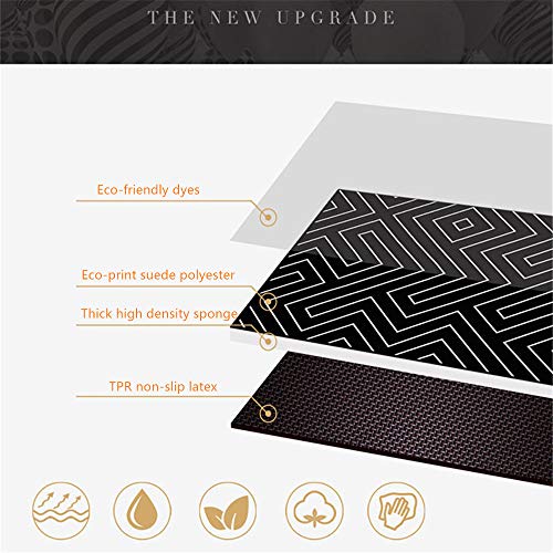 YFYJ Felpudo Alfombra de Puerta Sección Larga Gruesa TPR Alfombra Antideslizante Alfombra Resistente al Agua y al Aceite Alfombra Recortada para Puerta Cocina Geometría Negra Mejorada 500 * 1800mm