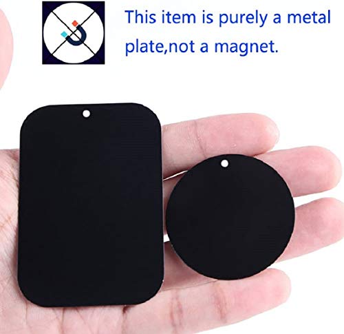 YGKJ 4 Piezas láminas Metálicas con Adhesivos Muy Finas Reemplazo de Placas de Metal para Soporte Movil Coche Magnético/Soporte iman movil Coche (2 Redondas y 2 rectangulares) (Negro)