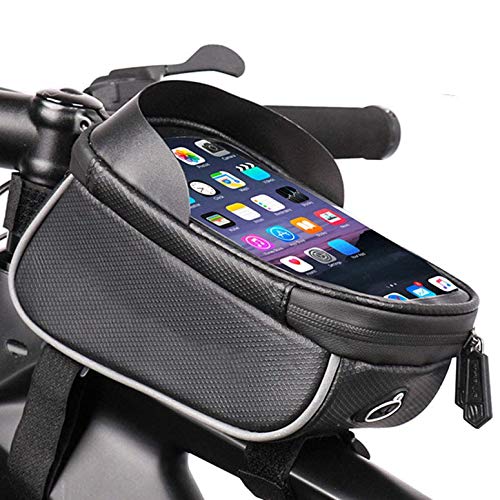 YGWLWL Bolsas de Bicicleta,Bolsa Impermeable para Bicicleta,Bolsa Táctil de Tubo Superior Delantero with Headphone Hole,for Any Smart Phone Below 6.2 Inch