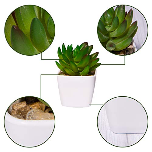 YHmall 4pcs Plantas Artificiales Decoracion Exterior de Suculentas con Macetas Plásticas de Interior y Exterior para Cocina, Jardín, Patio