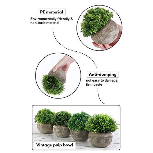 YHmall 4pcs Plantas Artificiales Plásticas Flor Pequeñas en Maceta para Decoración del hogar o la Maceta Oficina