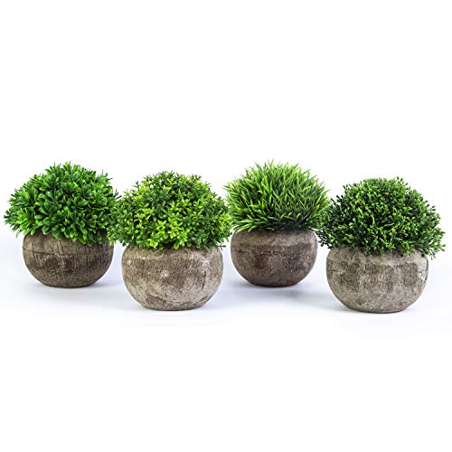 YHmall 4pcs Plantas Artificiales Plásticas Flor Pequeñas en Maceta para Decoración del hogar o la Maceta Oficina