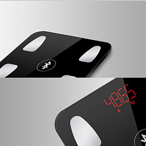 YHML Escala de Peso Digital Smart Bluetooth Wireless Body Fat Scale Escala de Peso Digital, Analizador de composición Corporal Monitoreo de la Salud y tecnología Walk-in Smartphone App, Negro