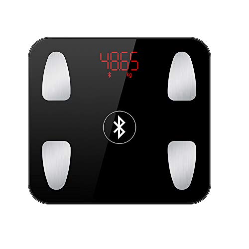 YHML Escala de Peso Digital Smart Bluetooth Wireless Body Fat Scale Escala de Peso Digital, Analizador de composición Corporal Monitoreo de la Salud y tecnología Walk-in Smartphone App, Negro