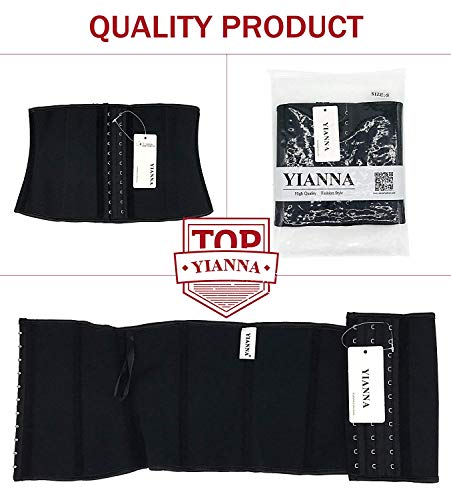 YIANNA Fajas Reductoras Adelgazante Mujer Waist Trainer Corset Reductor Cinturilla Moldeadora Latex Corsé Colombianas Negro, 110299 Size S