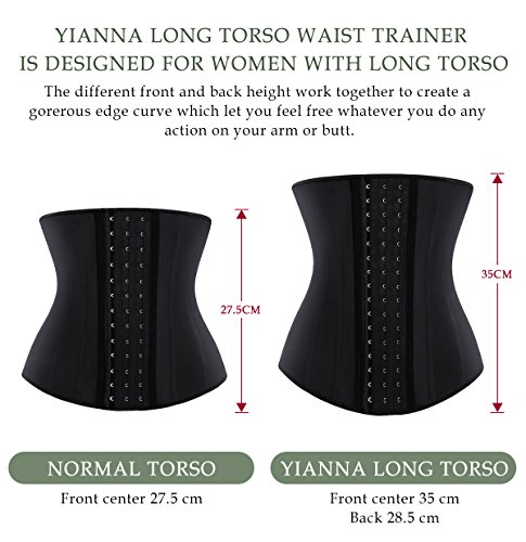 YIANNA Fajas Reductoras Adelgazantes Mujer Largo Torso Waist Trainer Corset Faja Reductora Lumbar Corsé Reductor Negro, 110688 Size M