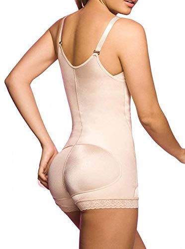 YIANNA Mujer Body Reductor Busto Abierto Corsé sin Costuras Faja Reductora Modeladora Negro Shapewear Adelgazante,UK-YA7102-Beige-L