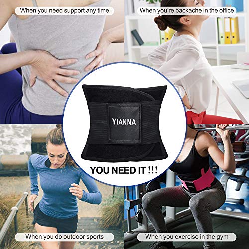 YIANNA Mujer Fajas Reductoras Adelgazantes Faja Reductora Cinturón Lumbar Abdomen Adjustable Negro para Deporte Fitness,UK-YA8002-Black-L