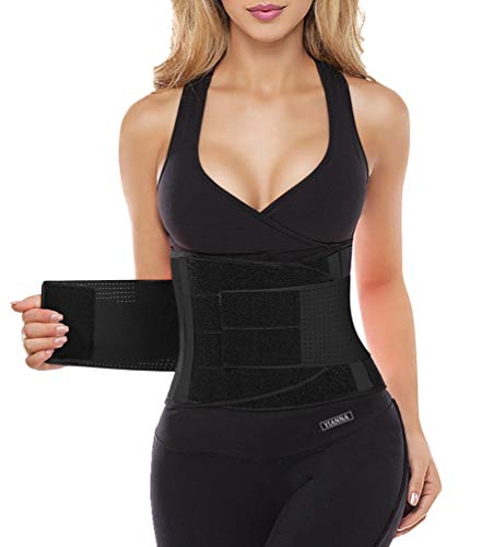 YIANNA Mujer Fajas Reductoras Adelgazantes Faja Reductora Cinturón Lumbar Abdomen Adjustable Negro para Deporte Fitness,UK-YA8002-Black-L