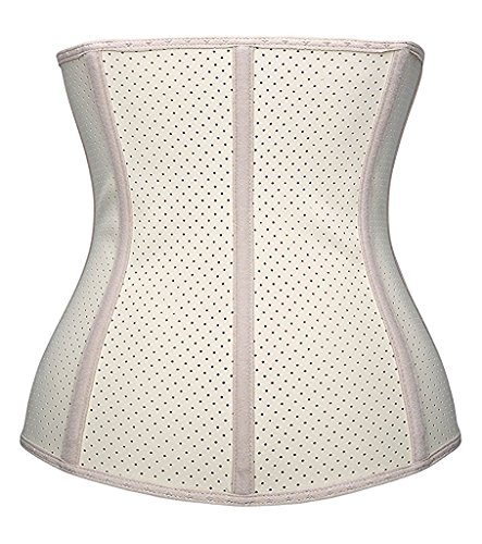 YIANNA Mujer Underbust Corset Reductor Adelgazante Respirable Cómodo Corsé Bustier Cintura Entrenador,UK- YA10533-Skin-M