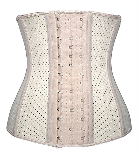 YIANNA Mujer Underbust Corset Reductor Adelgazante Respirable Cómodo Corsé Bustier Cintura Entrenador,UK- YA10533-Skin-M