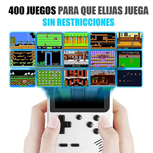 Yicente Consola Retro de Juegos Portátil Clásica 400 Juegos Electrónicos Pantalla LCD Mini Reproductor de Juegos Retro FC Game Player para 2 Jugadores Soporte TV con Batería Regalo para Niños Adultos