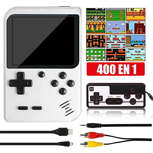 Yicente Consola Retro de Juegos Portátil Clásica 400 Juegos Electrónicos Pantalla LCD Mini Reproductor de Juegos Retro FC Game Player para 2 Jugadores Soporte TV con Batería Regalo para Niños Adultos
