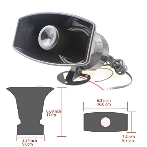 Yida - Sirena de 12 V 80 W con 7 tonos para vehículos, con micrófono y sistema de altavoces y amplificador de sonido de emergencia