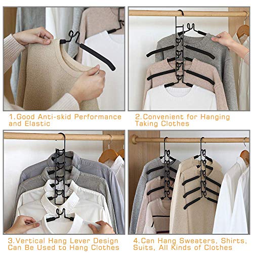 YIFKOKO Perchas, Perchas de Metal Ahorro de Espacio 5 en 1 Multilayer Perchas EVA Esponja Antideslizante Multiusos para Adultos Pantalones Vaqueros Pantalones Abrigos (Negro-2)