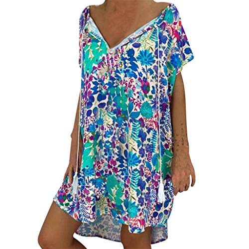 YiHANK 2019 Verano Más El Tamaño De Las Mujeres De Hombro De Impresión Floral De Manga Larga Irregular Casual Vestido De Colores Brillantes Del Sol Brillante Entusiasmo Señoras Vestidos