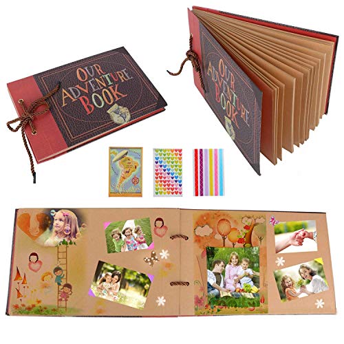 YIHAO Adventure Book Album de Fotos,Libro de Aventura con Accesoro Maravilloso, Our Adventure Scrapbooking DIY Vintage Aniversario Boda Amigos Novios Bebé ,Regalo único para el cumpleaños