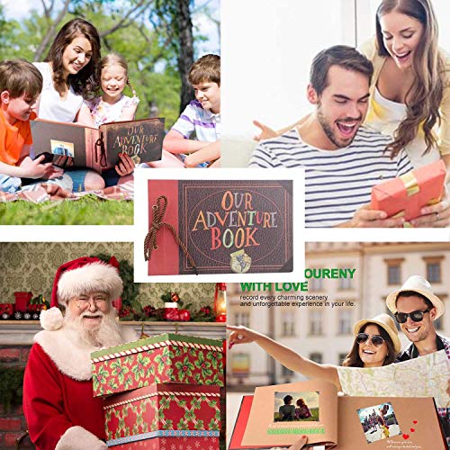 YIHAO Adventure Book Album de Fotos,Libro de Aventura con Accesoro Maravilloso, Our Adventure Scrapbooking DIY Vintage Aniversario Boda Amigos Novios Bebé ,Regalo único para el cumpleaños