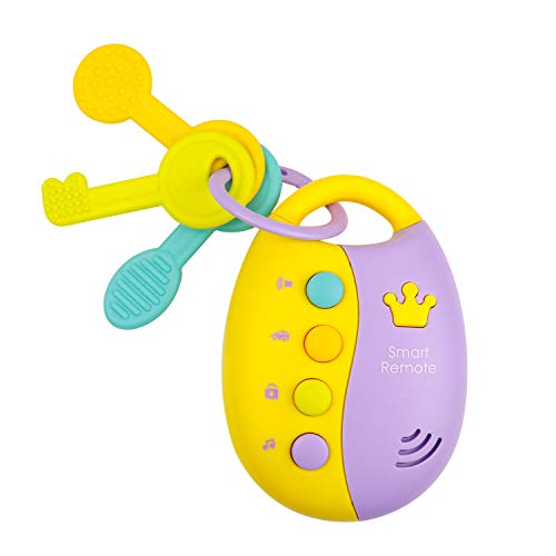 YIJIAOYUN Llave del Coche Juguete de Voz, Juguete Musical Divertido Educativo de simulación con llaveros, Sonidos de Autos, 12 melodías alegres para bebés, niños pequeños, bebés, Ideal para Viajar