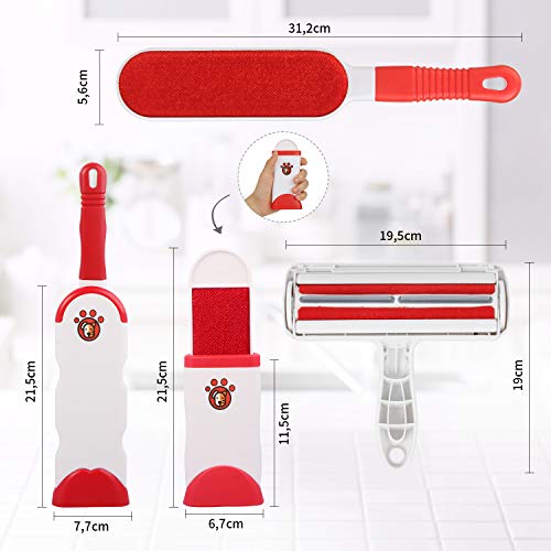 Yikaich Removedor de Pelos de Mascotas y Rodillo quitapelos para Mascota, Cepillo Removedor de Perro y Gato, con Base Autolimpiador, 3 Piezas