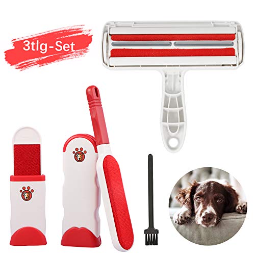 Yikaich Removedor de Pelos de Mascotas y Rodillo quitapelos para Mascota, Cepillo Removedor de Perro y Gato, con Base Autolimpiador, 3 Piezas