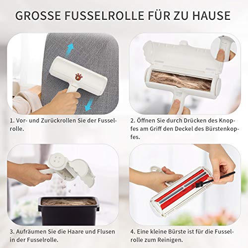 Yikaich Removedor de Pelos de Mascotas y Rodillo quitapelos para Mascota, Cepillo Removedor de Perro y Gato, con Base Autolimpiador, 3 Piezas