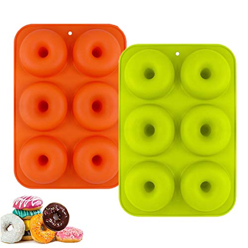 YIKEF Molde para Donut de Silicona, Juego de 2 Molde de Silicona para Hornear Donut, Antiadherente Molde de Silicona Apto para Lavavajillas, Horno, Microondas, Congelador