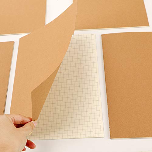 YILEEY Pack de 5 cuadernos, A4 Tapa de Kraft Blanda Cuadrícula 60 páginas, Libretas Grapadas Cuaderno de Notas para Despacho Diario Escritura de la Escuela Chicos Chicas y Maestros