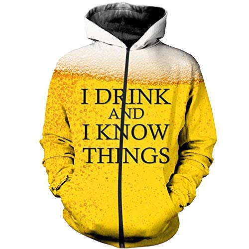 yinghuohuo Suéter de los Hombres de la Cerveza de Burbuja 3D suéter con Capucha suéter suéter L