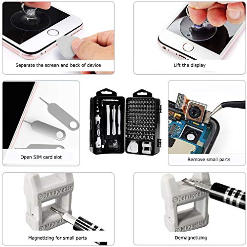 YINSAN 120 en 1 Juego de Destornilladores de Precisión con Magnetizador, Kit de Herramientas Precision de Reparación de Bricolaje Profesional para iPhones, Reloj, Tablet PC, MacBook, Cámara, Negro