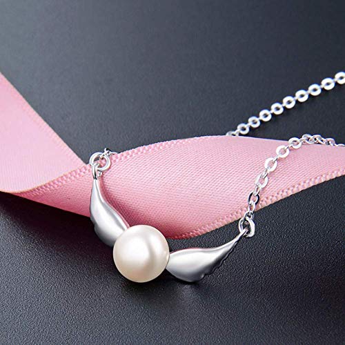 Yinsanhuo Collar Mujer, Alas de Perlas Collar Colgante de Mujer Plata de Ley 925 Accesorios de Vestir Regalos Elegantes