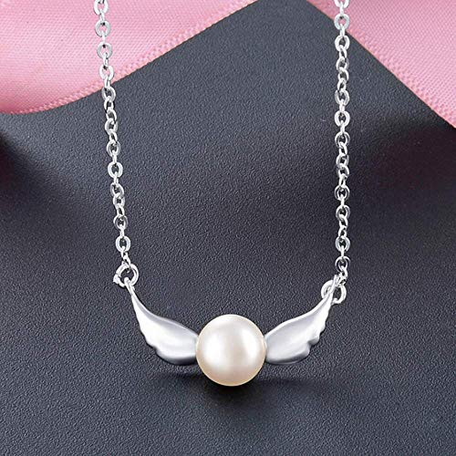 Yinsanhuo Collar Mujer, Alas de Perlas Collar Colgante de Mujer Plata de Ley 925 Accesorios de Vestir Regalos Elegantes