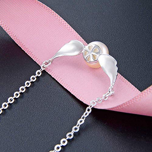 Yinsanhuo Collar Mujer, Alas de Perlas Collar Colgante de Mujer Plata de Ley 925 Accesorios de Vestir Regalos Elegantes