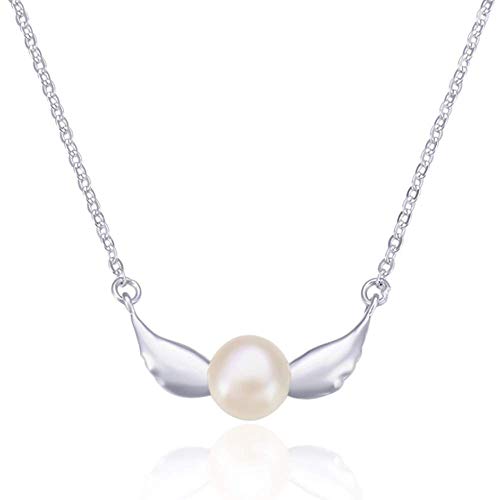 Yinsanhuo Collar Mujer, Alas de Perlas Collar Colgante de Mujer Plata de Ley 925 Accesorios de Vestir Regalos Elegantes