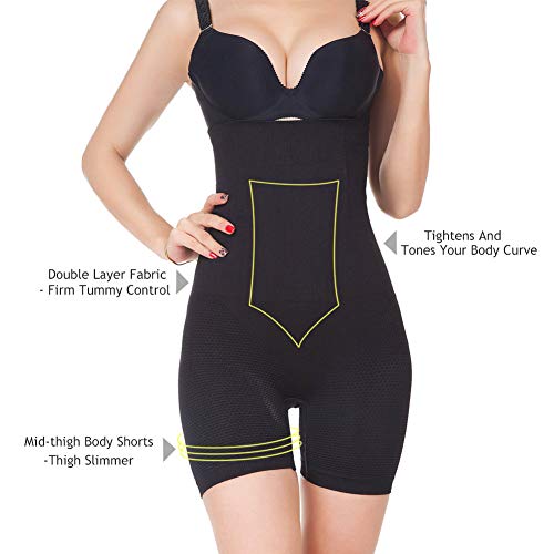 YiNuow Faja Reductora Braguita Moldeadora Adelgazante Faja Pantalón Cintura Alta Body Moldeador Abdomen Shapewear Lenceria Mujer (Negro, S)