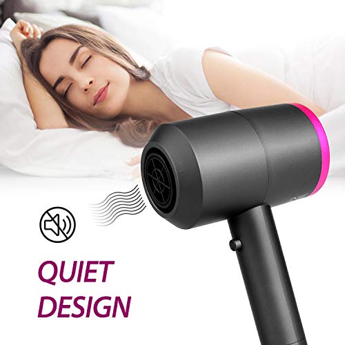 Yiscase Secador Iones, Secador Con 3 Velocidades Calentamiento y Botón Independiente de Frío/Calor, Secador de Pelo Iones con 3 Boquillas de Peinado y Difusor para Peluquerías Salones Familiares