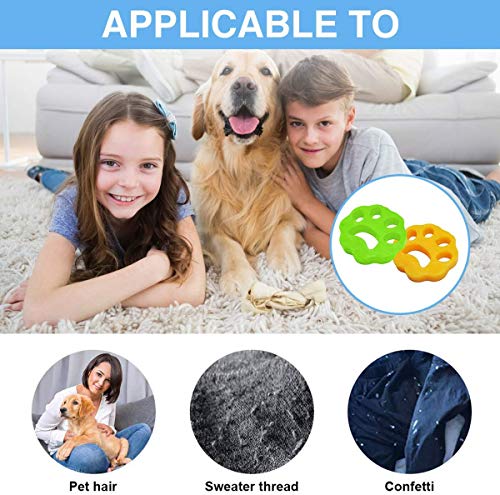 Yisscen Depiladora de mascotas,Depiladora de mascotas de 2 piezas Bolas de lavandería de 4 piezas, Filtros de pelusa de reutilizables para pelo de perro, piel de gato y todas las mascotas(6 piezas)
