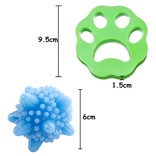 Yisscen Depiladora de mascotas,Depiladora de mascotas de 2 piezas Bolas de lavandería de 4 piezas, Filtros de pelusa de reutilizables para pelo de perro, piel de gato y todas las mascotas(6 piezas)