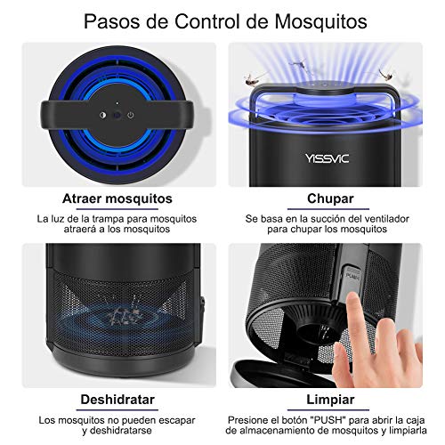 YISSVIC Lámpara Antimosquitos, Asesino de Mosquitos Inteligente con Ventilador Integrado, Antimosquitos Trampas UV Portátil Carga por USB sin Ruido y Radiación